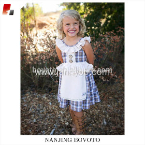 Wholesale checkered dresses children check apron dress